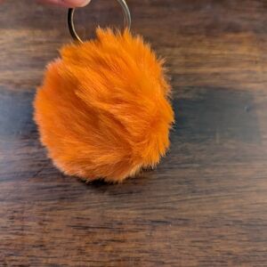 Fluffy Orange Pom Pom Keychain